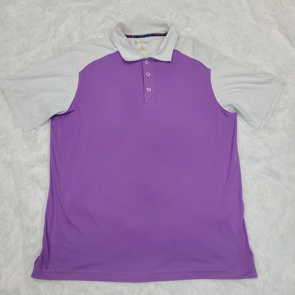 St. Andrews of Scotland Polo Golf Shirt Men's Large Purple White‎ Short Sleeve - Picture 1 of 12